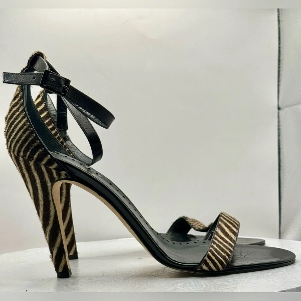Kate Spade‎ Animal Calf Hair Zebra Print Open Toe Heels Size 10
